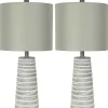 Abstract Gray Ribbed Stripes Table Lamps, Set of 2