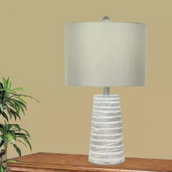 Abstract Gray Ribbed Stripes Table Lamps, Set of 2