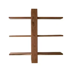 Adjustable 3-Tier Acacia Wood Wall Shelf