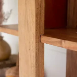 Adjustable 3-Tier Acacia Wood Wall Shelf