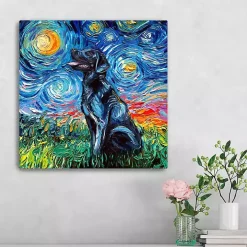 Aja Trier Black Lab Starry Night Canvas Print