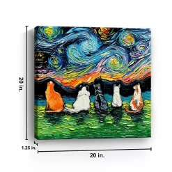 Aja Trier Cat Friends Starry Night Canvas Print