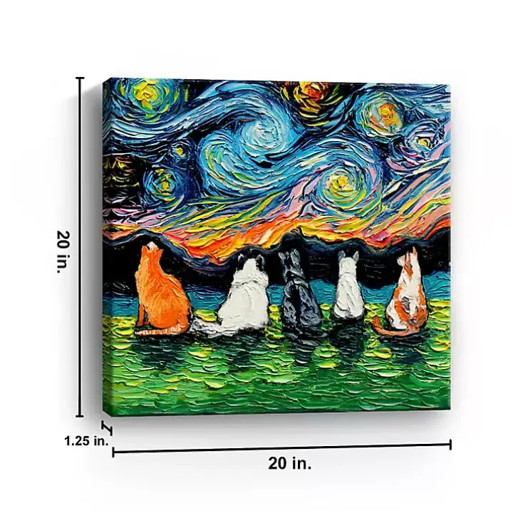 Aja Trier Cat Friends Starry Night Canvas Print
