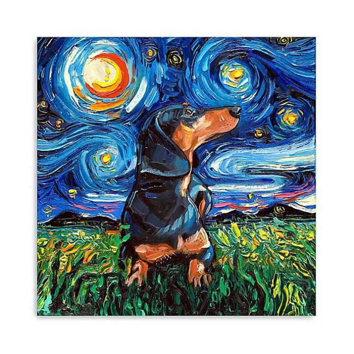 Aja Trier Dachshund II Starry Night Canvas Print