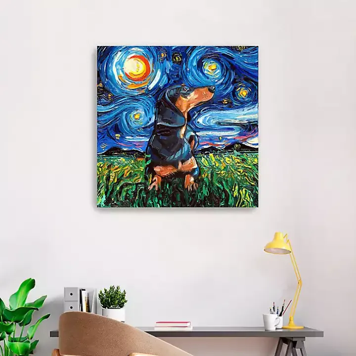 Aja Trier Dachshund II Starry Night Canvas Print