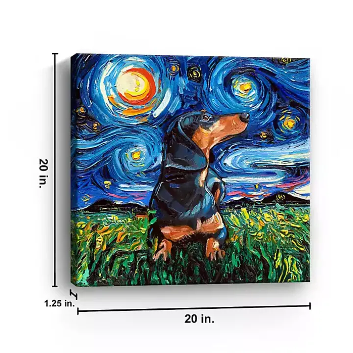 Aja Trier Dachshund II Starry Night Canvas Print