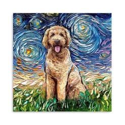 Aja Trier Goldendoodle Starry Night Canvas Print