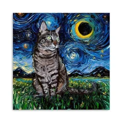 Aja Trier Tabby Cat Starry Night Canvas Art Print