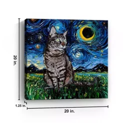 Aja Trier Tabby Cat Starry Night Canvas Art Print