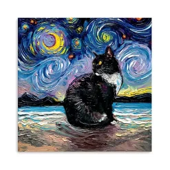 Aja Trier Tuxedo Cat Starry Night Canvas Art Print