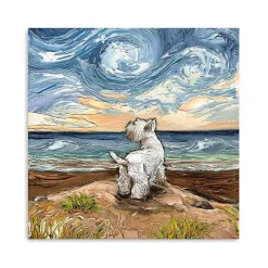 Aja Trier Westie Starry Beach Canvas Art Print