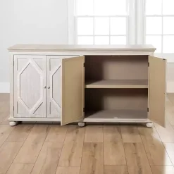 Alana Whitewashed 4-Door Cabinet