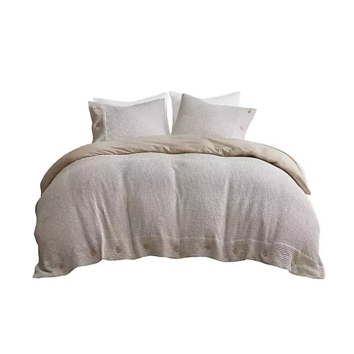 Alaya Ivory 3-pc. California King Waffle Duvet Set