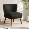 Alex Black Upholstered Floral Back Accent Chair