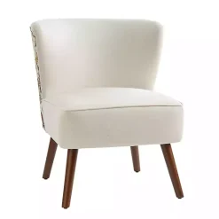 Alex Ivory Upholstered Floral Back Accent Chair