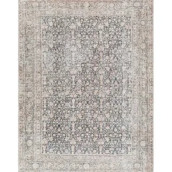 Amelie Black Traditional Washable Area Rug, 6x9