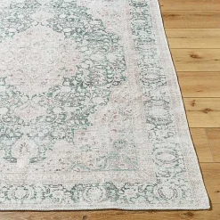 Amelie Green Traditional Washable Area Rug, 5x7