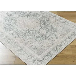 Amelie Green Traditional Washable Area Rug, 5x7