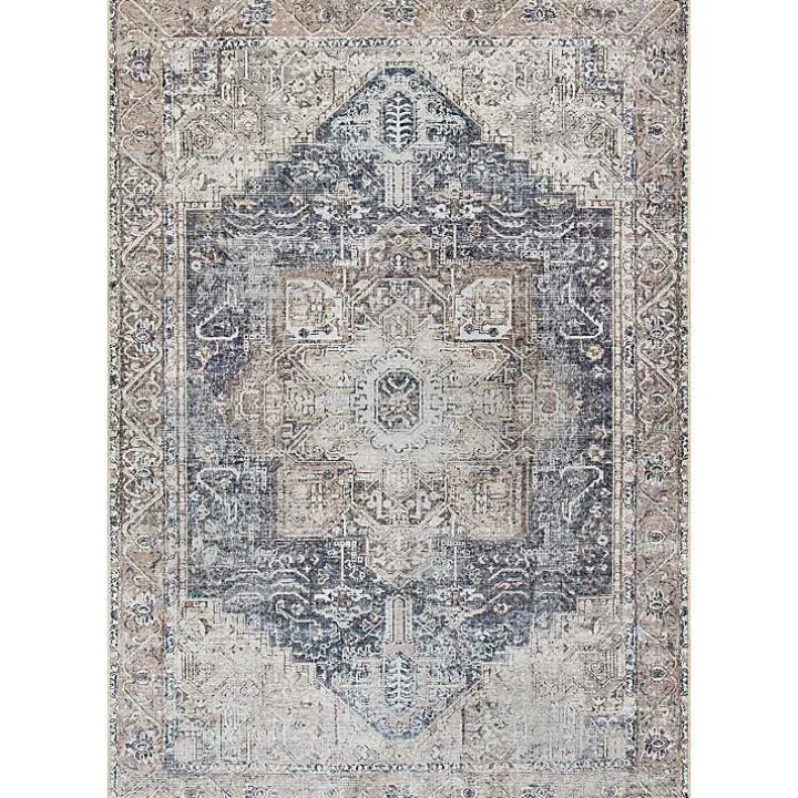 Amelie Navy Blue Classic Washable Area Rug, 5x7