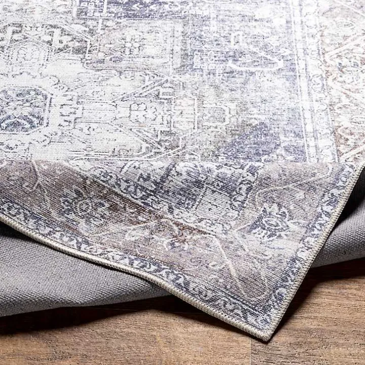 Amelie Navy Blue Classic Washable Area Rug, 5x7