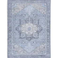 Amelie Silver Blue Classic Washable Area Rug, 5x7