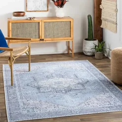 Amelie Silver Blue Classic Washable Area Rug, 5x7