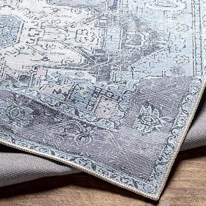 Amelie Silver Blue Classic Washable Area Rug, 5x7