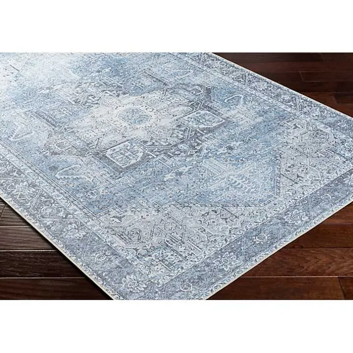 Amelie Silver Blue Classic Washable Area Rug, 5x7