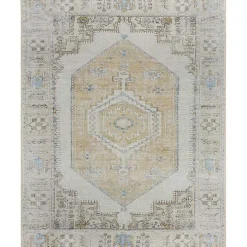 Amelie Yellow Traditional Washable Area Rug, 8x12