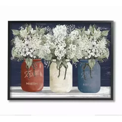 Americana Floral Bouquets Black Framed Art Print