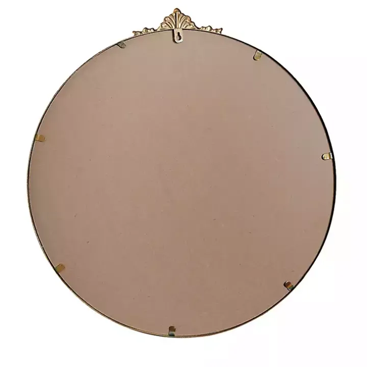 Antique Brass Metal Ornate Round Mirror