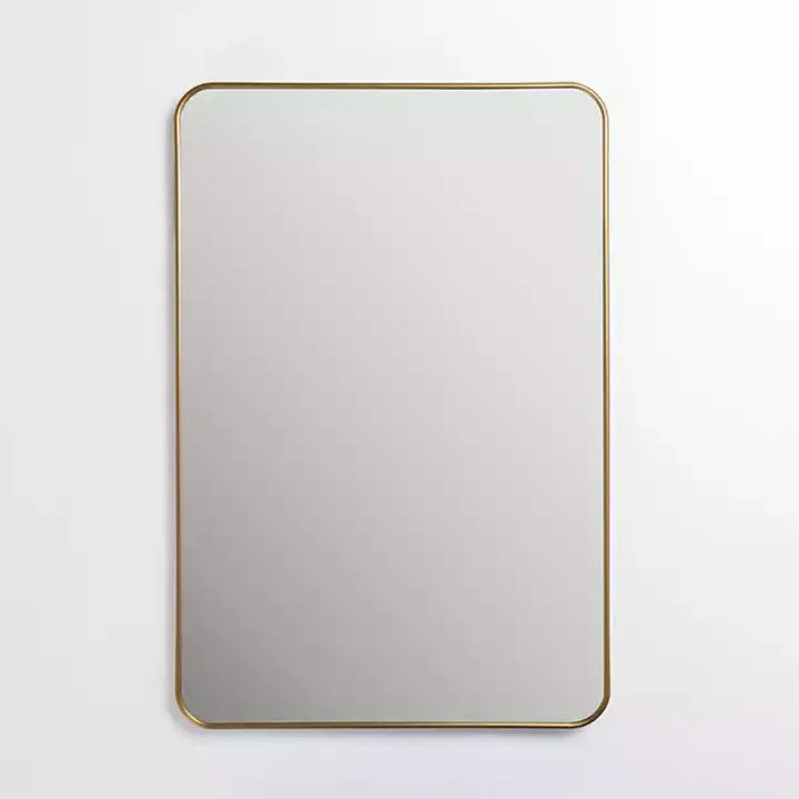 Antique Brass Nouveau Linear Curved Corner Mirror