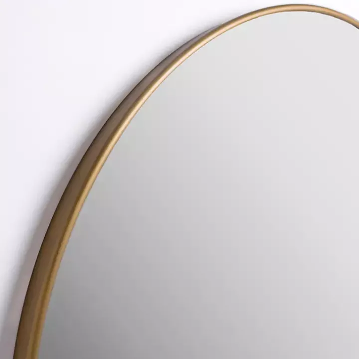 Antique Brass Nouveau Linear Round Mirror