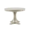 Antique Cream Wood Pedestal Round Dining Table