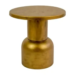 Antique Gold Barrel Frame Accent Table