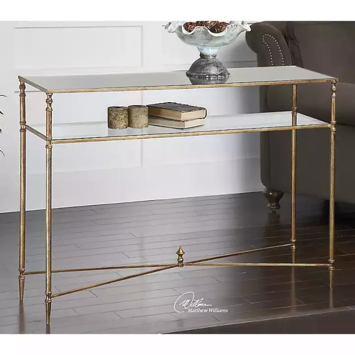 Antique Gold Mirror Top Console Table