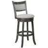 Antique Gray Upholstered Swivel Bar Stool