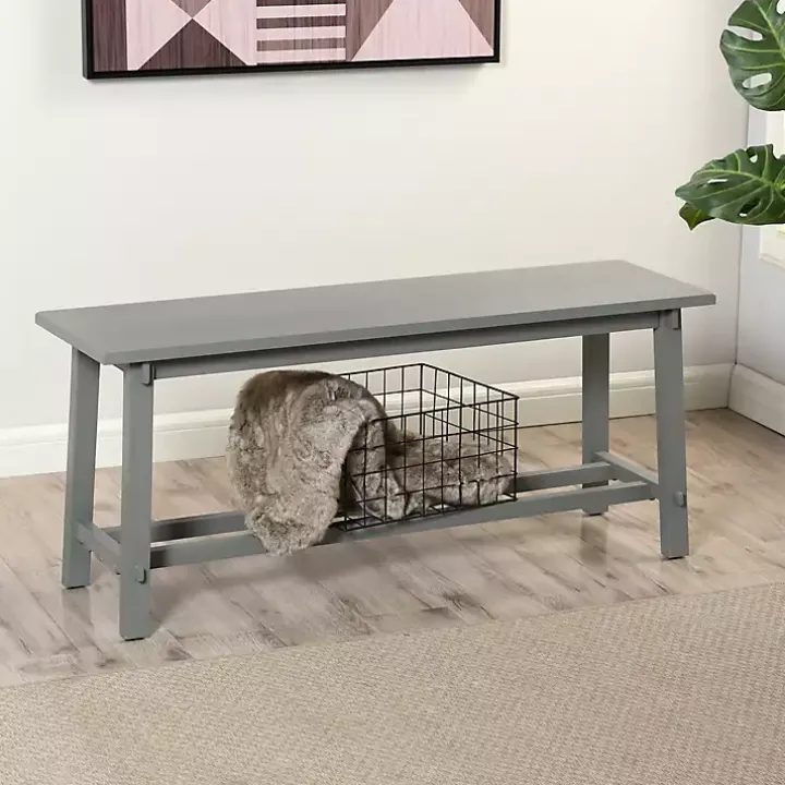 Antique Gray Wood Noah Bench