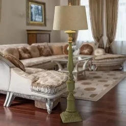 Antique Green Bourgault Floor Lamp