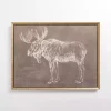 Antique Moose Framed Canvas Art Print