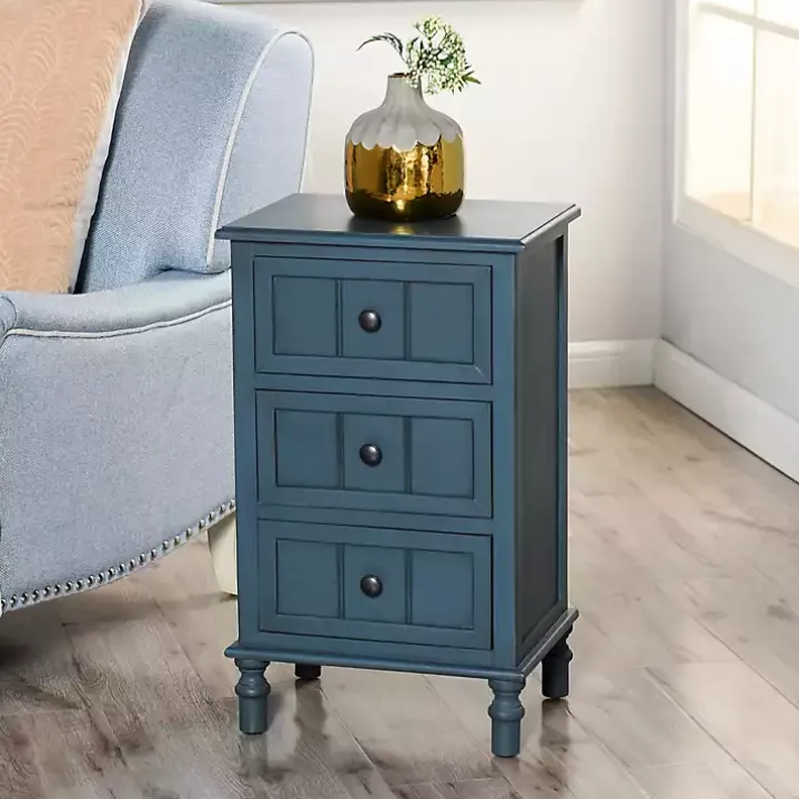 Antique Navy 3-Drawer Winnie Accent Table