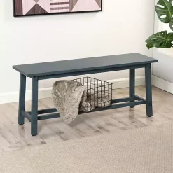 Antique Navy Wood Noah Bench