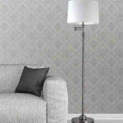 Antique Pewter Swing Arm Floor Lamp