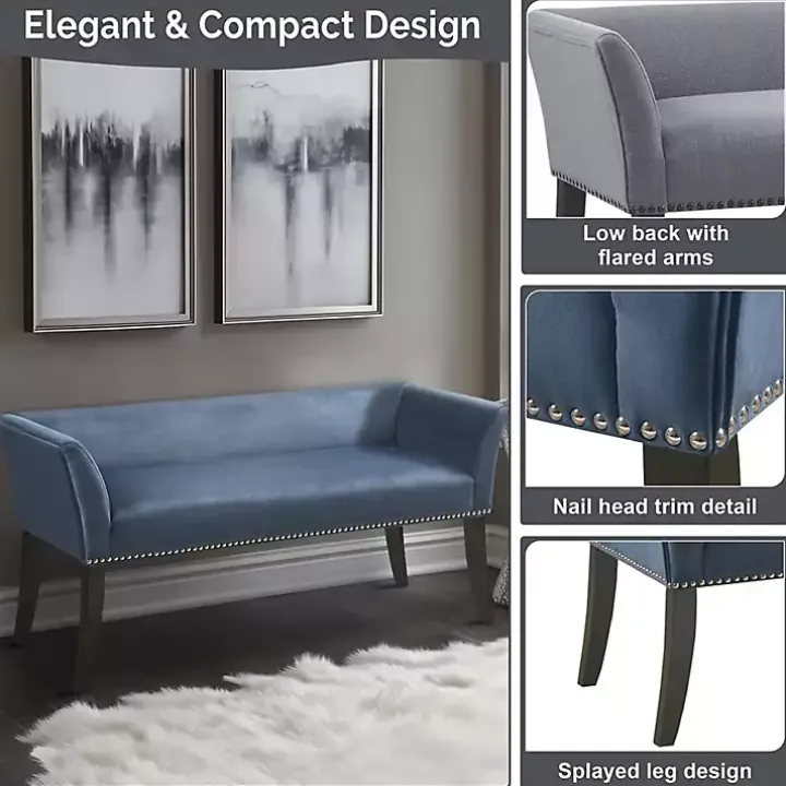 Antique Sapphire Low Back Upholstered Bench