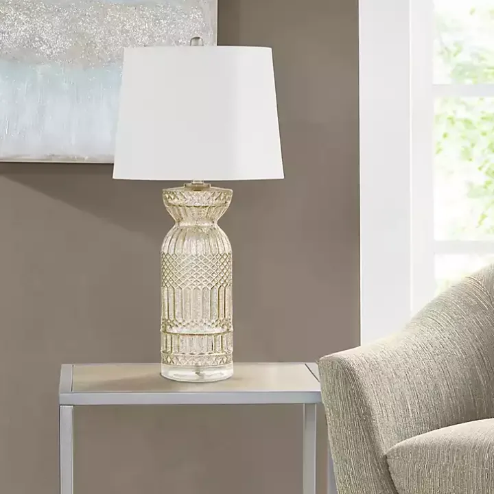 Antique Silver Textured Glass Luxuria Table Lamp