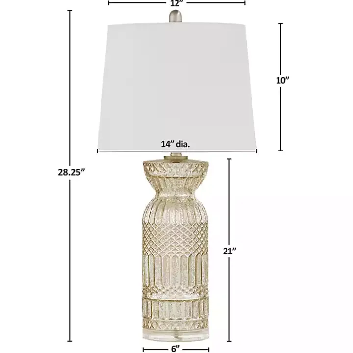 Antique Silver Textured Glass Luxuria Table Lamp