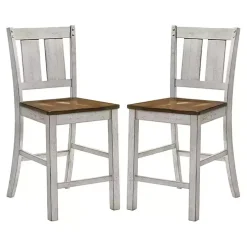 Antique White & Dark Brown 2-pc. Counter Stool Set