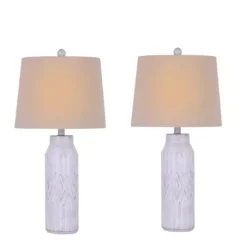 Antique White Deco Diamond Table Lamps, Set of 2
