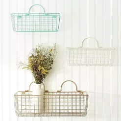 Antique White 2-pc. Long Wire Basket Set, 17 in.