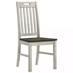 Antique White Slatted Back Dining Chairs, Set of 2